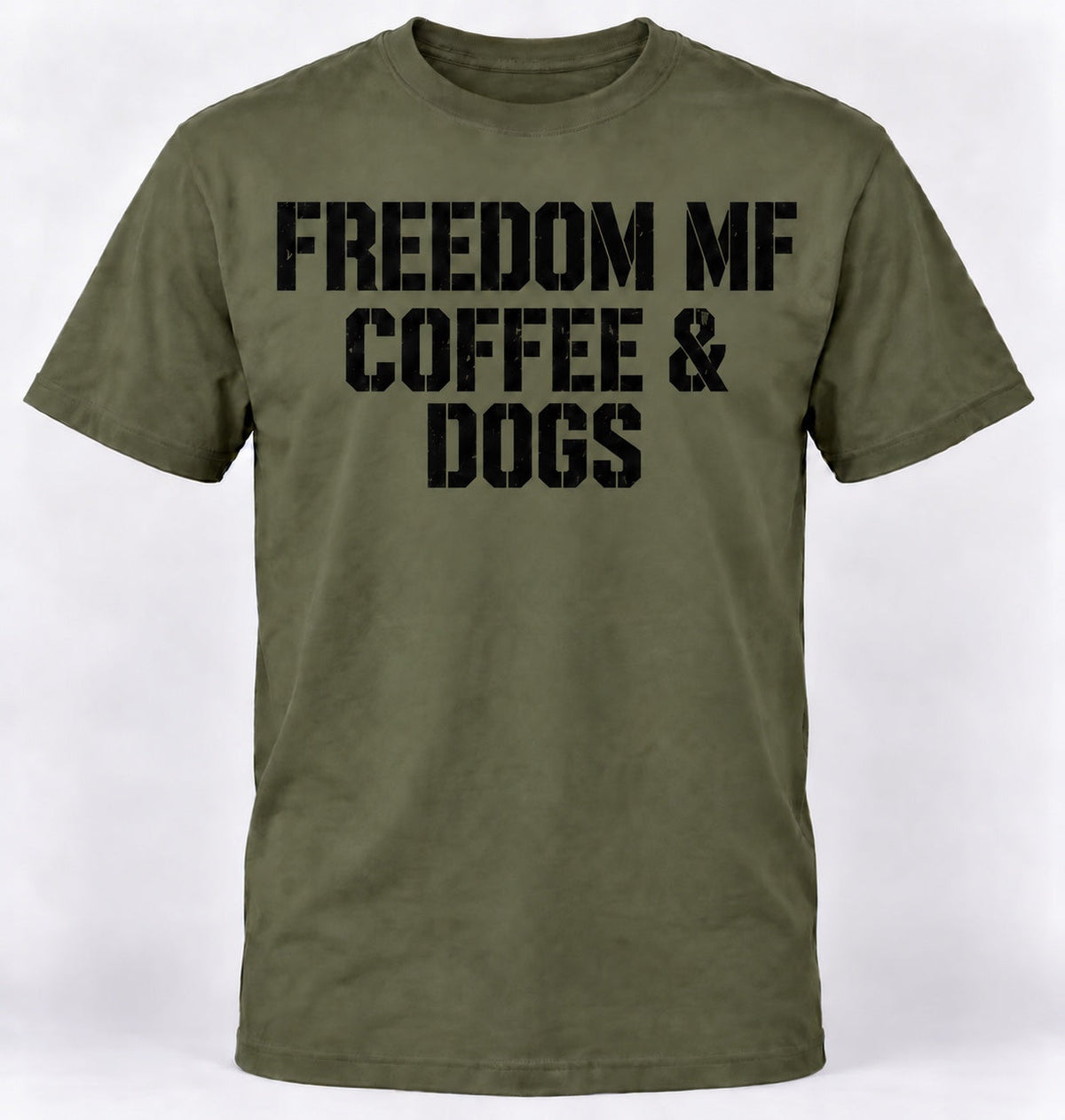 Freedom MF Coffee & Dogs military green T-shirt